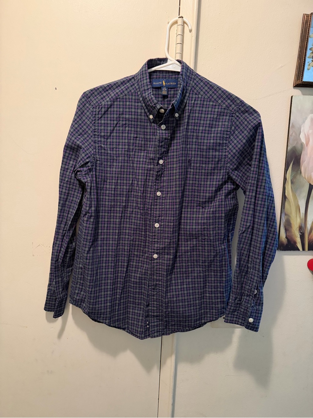 Polo Ralph Lauren kids' long- sleeve plaid button-down shirt, size 14-16